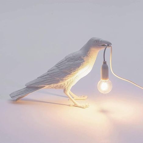 Vogel Tischlampen Krähe Schreibtisch Lampe Schlafzimmer Wandleuchte Licht Harz Dekoration (weiß, Tischlampe) (1/5)