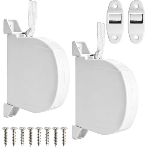 enrouleurs de sangle de volet roulant avec sangle blanche 5 m x 14 mm - Orientable à 180° - Montage mural - guides et vis (1/5)