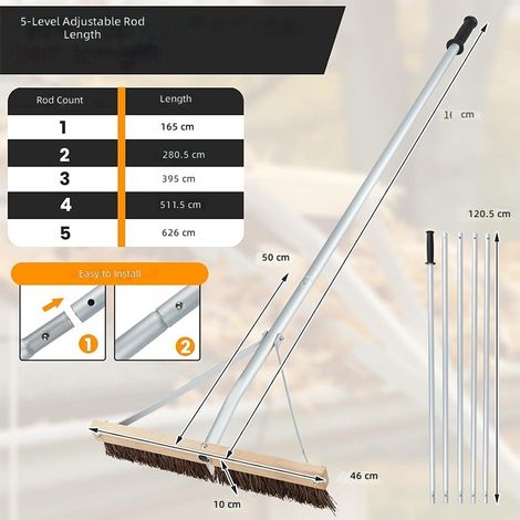 Râteau à feuilles en bois avec manche détachable aluminium pour le nettoyage des débris de toiture (1/5)