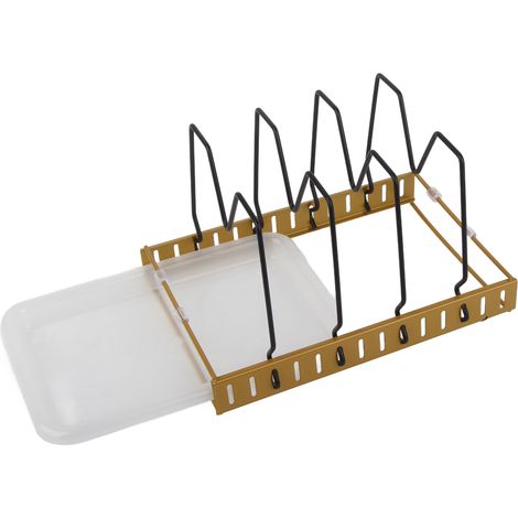 Range-couvercle extensible pour casseroles, organiseur en acier inoxydable durable, support de rangement de cuisine (1/5)