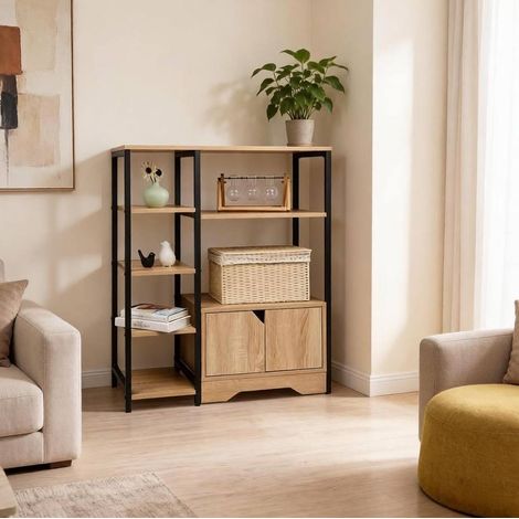 Librería 2 en 1 de MDF color roble claro 80 x 35 x 97 cm (1/5)