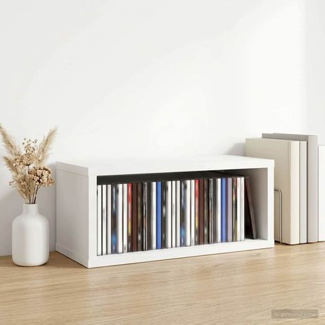 vidaXL Soporte para CDs Blanco 40 x 17 x 17 cm Madera de ingeniería (1/5)