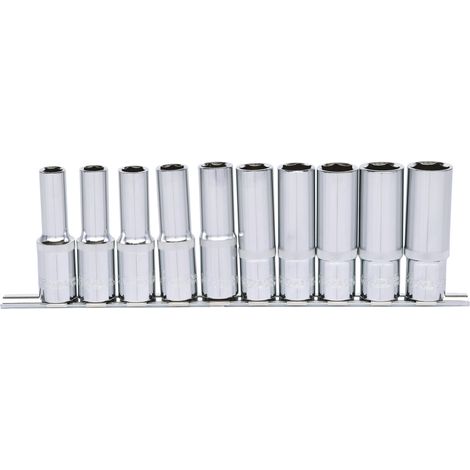 KS Tools 1/2 CHROMEplus Sechskant-Stecknuss-Satz, lang, 10-tlg. 10-19 mm (1/4)