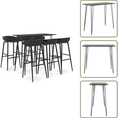 7-tlg. Bar-Set Schwarz - Bar Set - Bartisch - Barhocker - Kücheninsel - Wohnzimmer Dekoration (1/5)