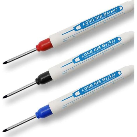 Lot de 10 marqueurs indélébiles – Pointe longue 30 mm – Noir, bleu, rouge, blanc (1/5)