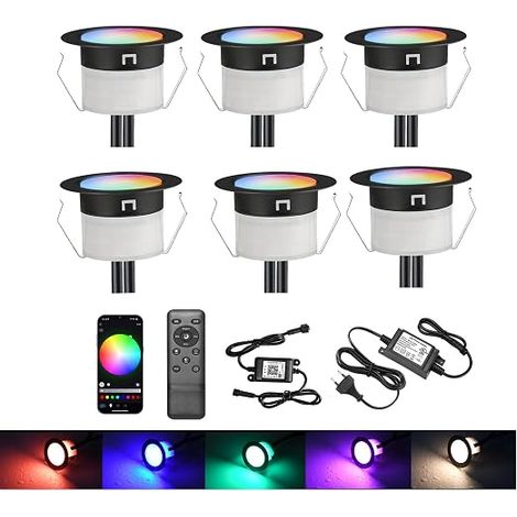 Mini LED Recessed Outdoor WiFi RGBW Spotlight 12V, Ø45mm, Pack of 6 (1/5)