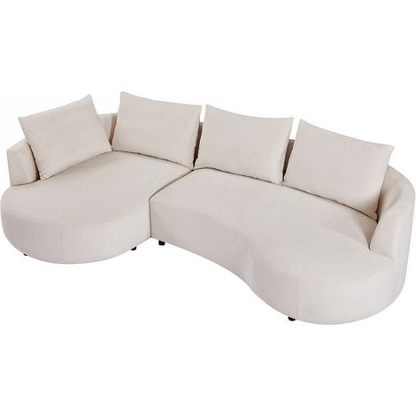 Divano in Velluto testurizzato Beige - Angolo a sinistra - LOUSADO