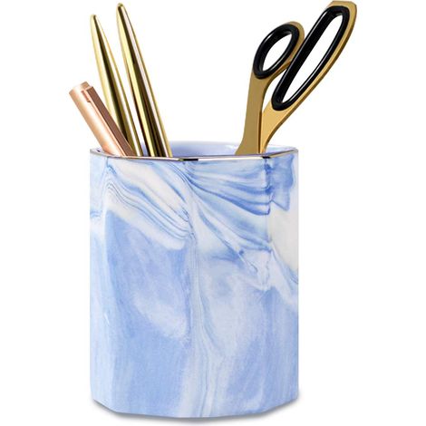 Support Stylo - En Céramique - Motif Marbre - Pour Bureau Classe Maison - 1 Pièce (1/5)