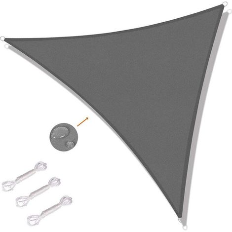 Voile d\'ombrage triangulaire 4 x 4 x 4 m - Toile d\'ombrage protégée contre les UV pour extérieur, terrasses, jardins - Gris (1/5)