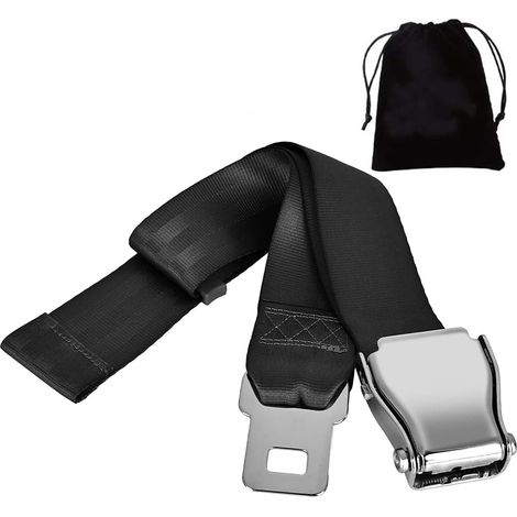 Gurtverlängerung für Flugzeugsitze – 1 Stück – Stahl und Polyester – Verstellbare Verlängerung 20–80 cm – Für Schwangere und Frauen mit Übergröße – Schwarz (1/5)