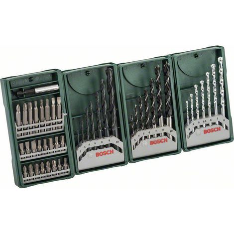 Bosch – Ensemble de mèches de tournevis-foret 3+1 – 7 forets métal, pierre, bois – Embouts de tournevis 25 mm et 50 mm – Pour perçage précis