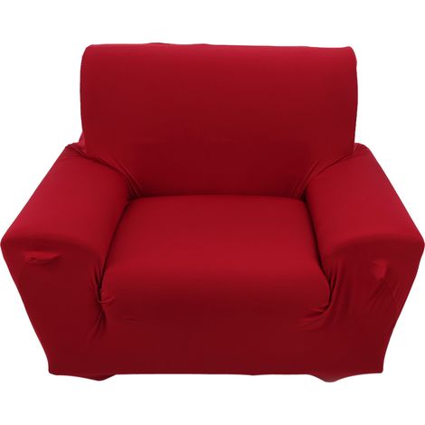 1 Seater Solid Color Stretch Elastic Flexible Sofa Couch Cover Protector Burgundy