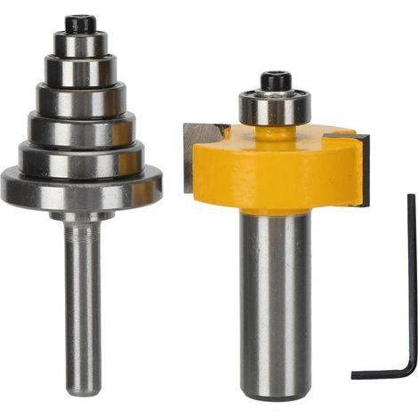 2 jeu de mèches de routeur à feuillure argent jaune Type T fraise à Tenon à feuillure tige de 1/2 pouces (1/5)