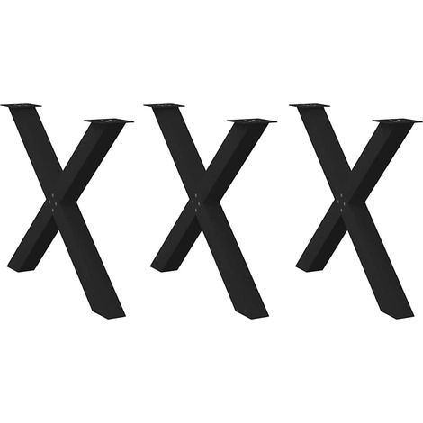 Esstischbeine X-Form 3 Stk. Schwarz 90x(72-73) cm Stahl