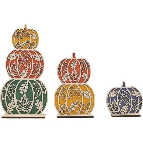 Panneaux de table d'automne en bois avec lumière LED r automne Thanksgiving plateau à étages décors centres de table panneau citrouille bloc