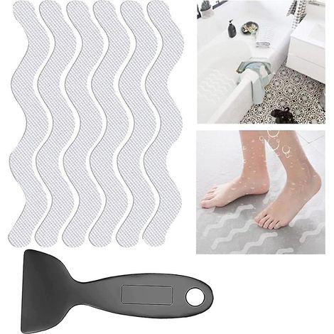 Set mit 12 rutschfesten Aufklebern für Badewanne und Dusche inklusive hochwertigem Abstreifer (1/5)