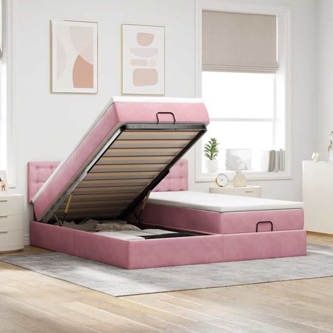 Ottoman-Bett mit Matratzen Rosa 200x200 cm Samt (1/5)