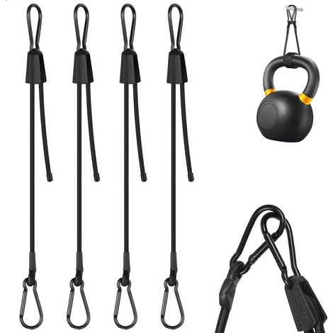 Tendeurs Élastiques avec Mousqueton Réglables, 4 Pcs Tendeur Élastique Robuste Noir 100cm, Résistant aux Rayons UV Sandow Elastique avec Crochets pour Camping, Bâches, Tentes, Moto (1/5)