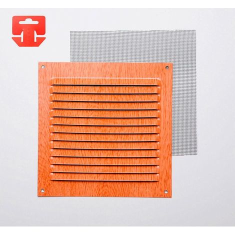 Griglia con Zanzariera in Alluminio 0,6 Simil Faggio 150x150mm (G)