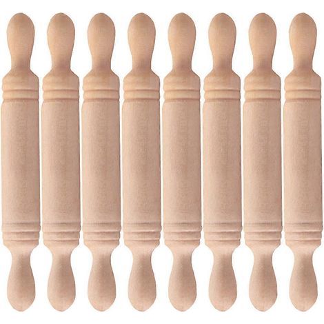 Lot de 8 mini rouleaux à pâtisserie en bois, décoration pour maison miniature-5X0.7CM-Khaki 8