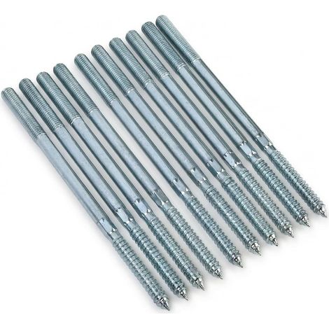 Lot de 10 Vis à Double Filetage M10 x 200mm, Double Filetage Torx en Acier Galvanisé, Vis d'Assemblage Bois et Métal, Goujons Tige Filetée pour Meubles en Bois et Applications Industrielles. (1/5)
