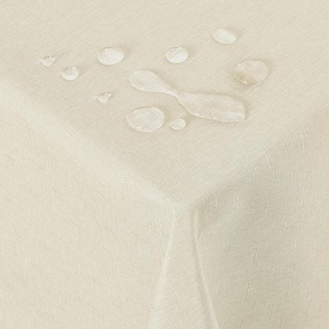 Tischdecke Leinenoptik wasserabweisend Lotuseffekt 130x220 cm Beige kariert