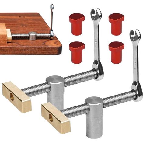 Pinces d'établi 20 mm – 2 pinces de positionnement en acier inoxydable avec 4 butées incluses, outil auxiliaire pour établi bois (1/5)