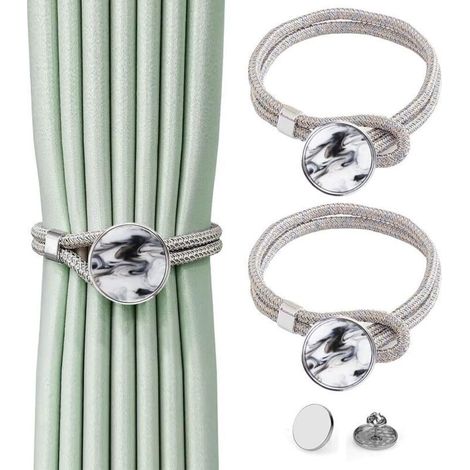 CSPARKV Paquet de 2 Embrasses à Rideaux Boucle de Rideau Décorative Tissage à Main Attaches Rideaux pour Rideau Intérieur et Extérieur Attache de Rideau pour Home Gris