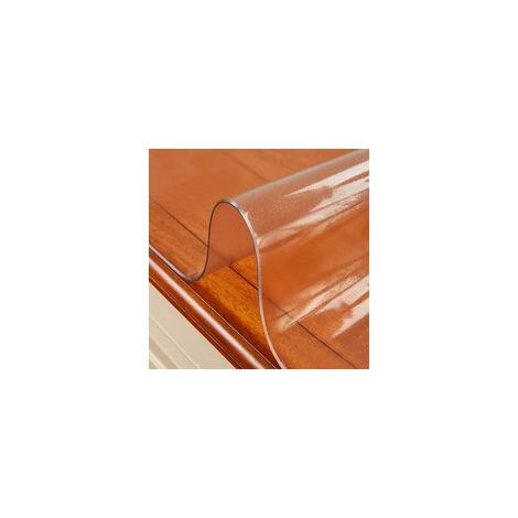 Nappe rectangulaire transparente en PVC souple effet verre, protection de table de 1,5 mm, nappe imperméable et résistante à l'huile, pour tables basses, bureaux, tapis de sol antidérapant (70 x 140 c