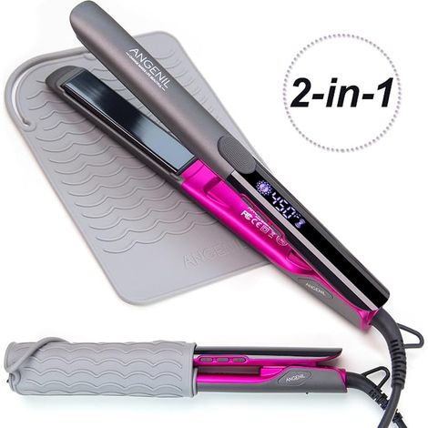 ANGENIL Ionic Ceramic Hair Straightener, 1 in Salon, Straightening Hair, Universal Voltage, 446 °F Professional High Temperature, Smoothing Hair Moisture, Grey