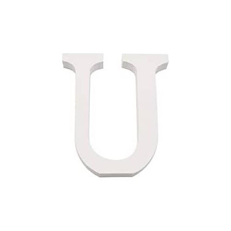 Letra U madera decorativo 11 cm  Blanco (1/3)