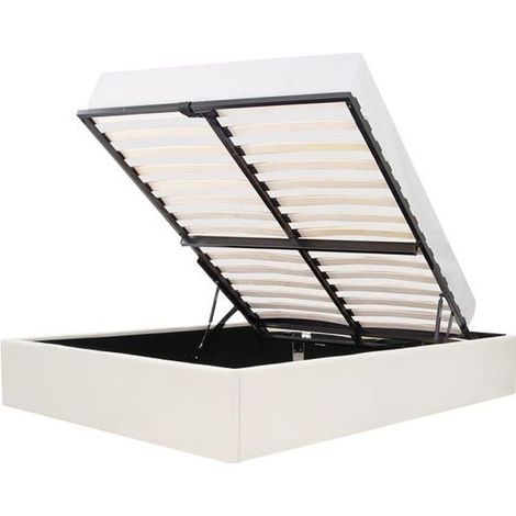 Les Tendances – Lit adulte 160x200 cm avec coffre de rangement – Tissu beige – Lit avec tiroirs – Design contemporain (1/5)