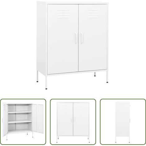 Armoire latérale - Armoire de rangement Blanc 80x35x101,5 cm Acier (1/5)