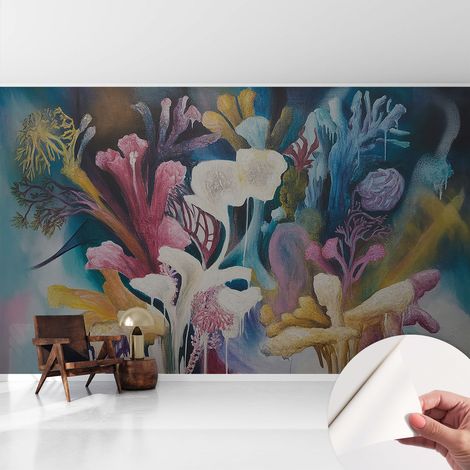 Fotomurale adesivo - murale da parete - Carta da parati autoadesiva - design parete moderno - Esplosione floreale 416x254 cm (1/5)