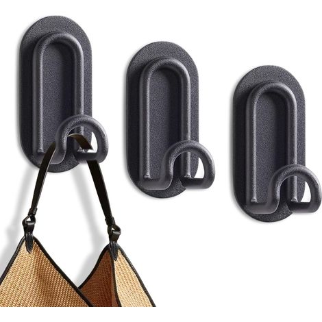 Lntyq Set mit 4 selbstklebenden Wandhaken, dekorative Klebehaken ohne Beschädigung, Klebehaken zum Aufhängen von Handtüchern, Hüten, Mänteln, schwarze U-förmige Haken (1/5)