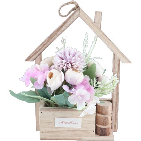 Panier suspendu de fleurs artificielles, jardinière murale décorative unique avec fleurs artificielles pour la maison et le salon (1/5)