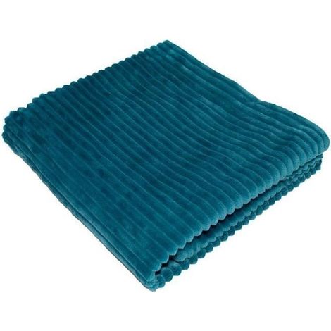 Couverture boudoir - DOMIVA - Paon - 75 x 100 cm - Velours côtelé, douce et chaude (1/2)