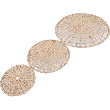 Handmade Round Rattan Wall Basket Decor, 3D Design, Diameter 50cm, 35cm, 25cm, with Rustic Farmhouse Woven Wall Ornament for Home Display (1/5)