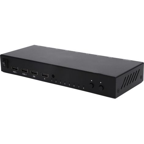 Convertisseur KVM 8 entrées/1 sortie avec interface multimédia haute définition, télécommande et câble