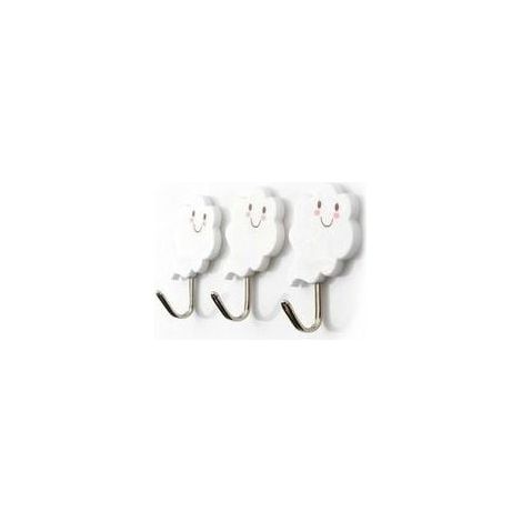3PCS Patère Mural Créatif Inoxydable Patère Crochet Extra Adhesif Etanche - Nuage Blanc Adorable Plastique (1/5)