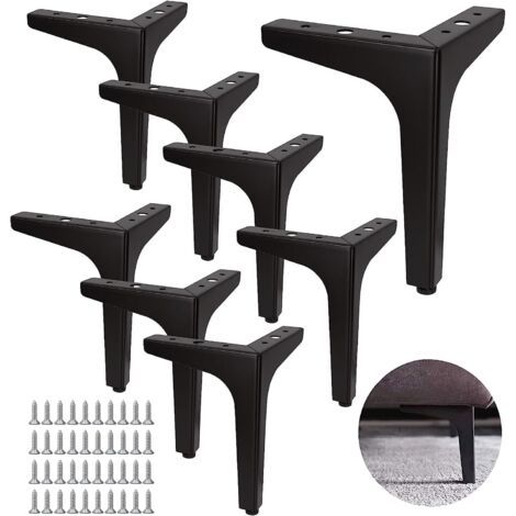Lot de 8 Pieds de Meuble Metal 17 cm, Support Table Noir Charge 600 KG, Patin Antidérapant pour Canapé, Armoire (1/5)