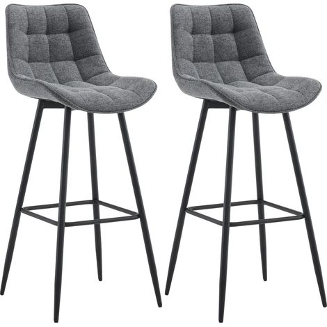 Set de 2 Taburetes de bar Dartford Gris oscuro Tela