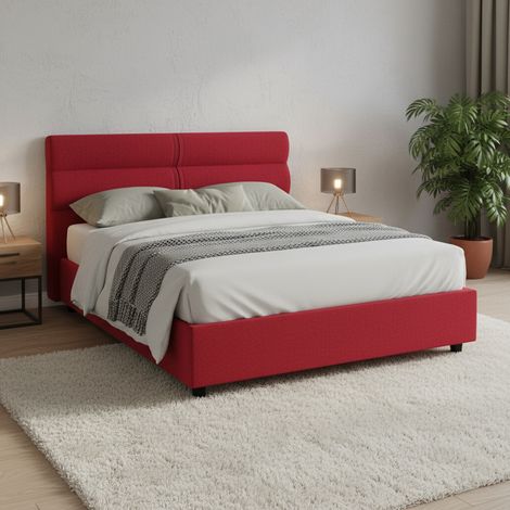 Cama Plaza y Media Brivio, Desenfundable, Contenedor Made in Italy, Tamaño Colchón 120x190 cm, Rojo (1/5)