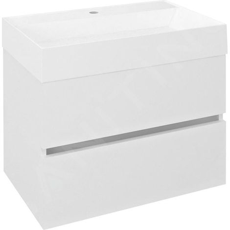 Sapho Odetta - Meuble-vasque, 670x500x435 mm, 2 tiroirs, blanc brillant DT070-3030 (1/5)