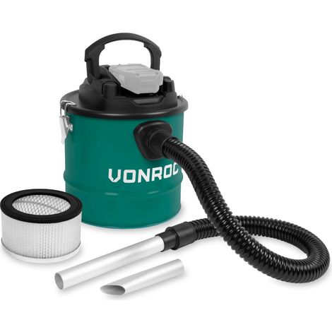 Vonroc – Aspirateur à cendres sans fil 20V – Réservoir 12L – Filtre HEPA lavable – Pour cendres refroidies et poussières fines (1/4)