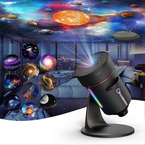 Proyector de estrellas mejorado 2026, proyector de galaxias de planetario para techo de dormitorio, luz nocturna de cielo estrellado, nebulosa giratoria de 360° con perilla ajustable y Ti (1/5)