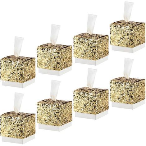 Coffret cadeau en papier pailleté doré, idéal pour les décorations de fêtes et de mariages, 30 boîtes à bonbons. (1/5)