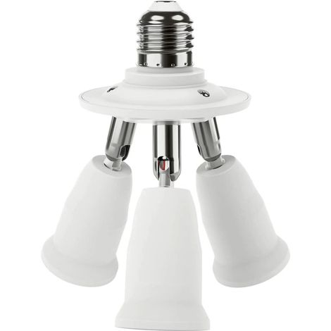 3 en 1 E27 Socket adaptateur répartiteur, E27 Ampoules LED Standard, support de convertisseur, Lustre Douille avec 360 degrés réglable à 180 ° (1/4)
