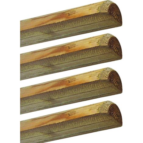 Mezzo Palo in Legno per Recinzioni Tondo senza Punta Giardino 4 Pz - Formato: Ø 6 - H 300