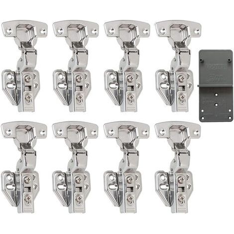 110 Degré Clip Rentrant 35mm Soft Close Charnieres avec Amortisseur Hydraulique Fermeture Automatique Charnière à Amorti pour Armoires de Porte Cuisine Lot de 8 (1/5)